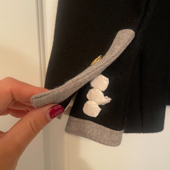 J. Crew Dark Navy Blue with Grey Trim and Gold Buttons Wool Blazer - Picture 5 of 6